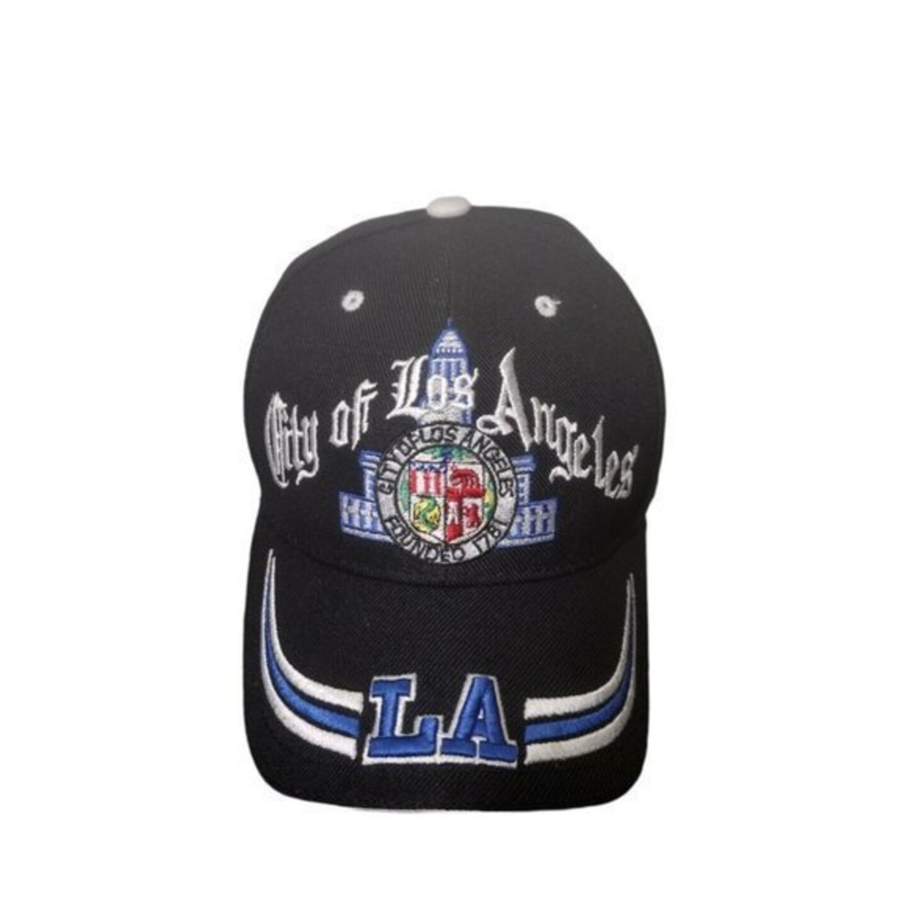 City of Los Angeles Olde English embroidered L.A  Black Strapback Baseball‎ Cap